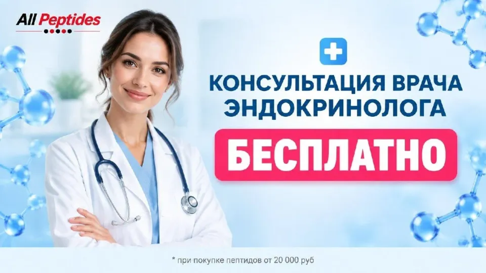 Консультация врача-эндокринолога бесплатно при покупке пептидов от 20 000 ₽